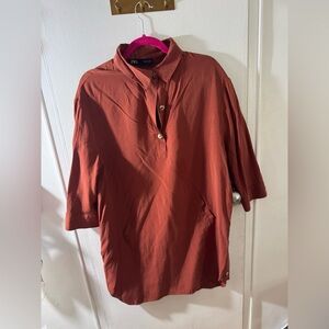 Zara size M burnt orange / rust  shirt dress with pockets and brown buttons